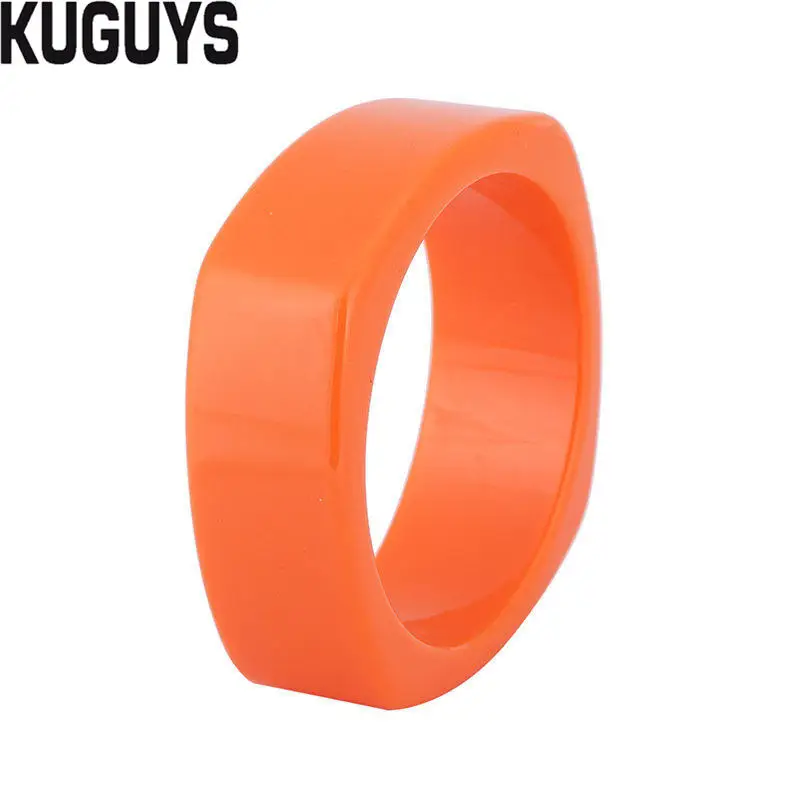 ORANGE KUGUYS модные ювелирные изделия из смолы красочные прозрачные широкие браслеты для женщин квадратный минимализм Большой браслет трендовые аксессуары - Окраска металла: ORANGE