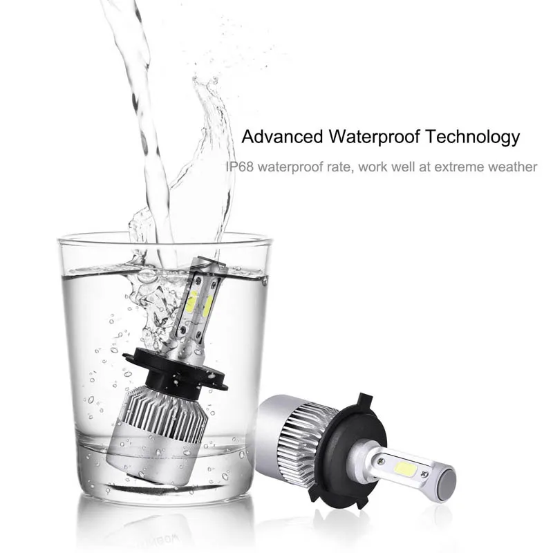 Autech H4 HB2 9003 светодиодный фары лампы Conversion Kit 72 W для 8000Lm 6000 K дальнего ближнего света