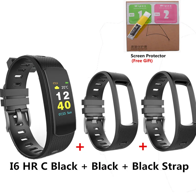 add 2 black strap IWOWNfit IWOWN I6 HR C смарт-браслет часы кровяное давление монитор сердечного ритма Смарт-браслет для мужчин и женщин спортивный фитнес-трекер - Цвет: add 2 black strap