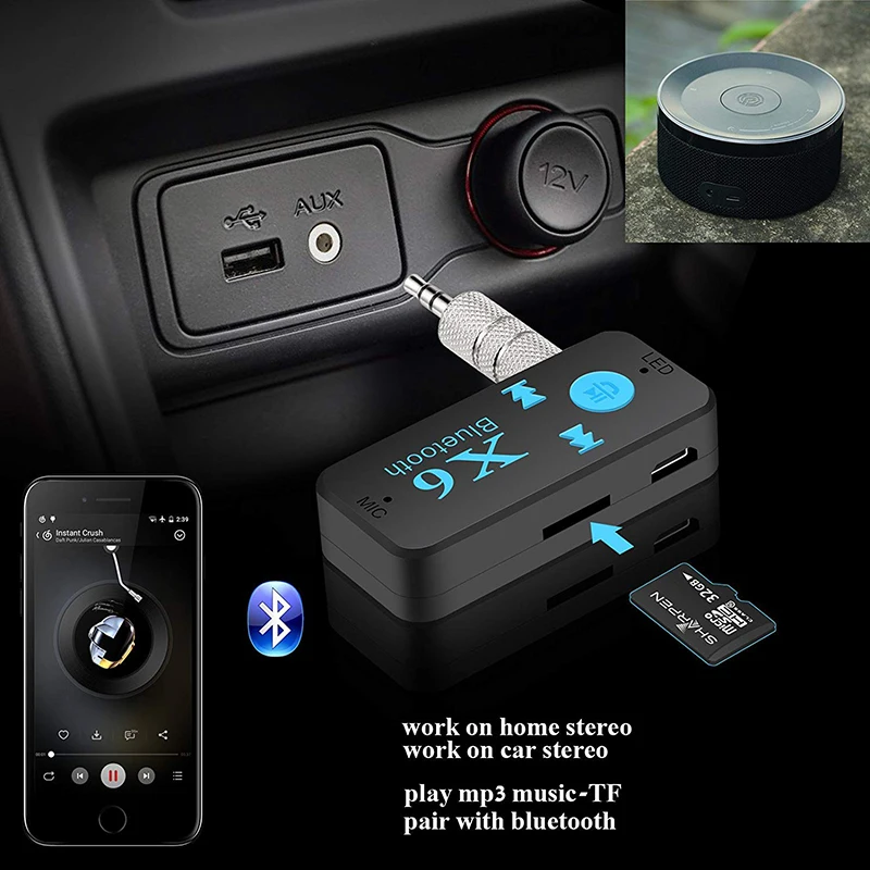 3 5 мм AUX разъем Bluetooth 4 1 приемник для гарнитуры автомобильный комплект TF аудио