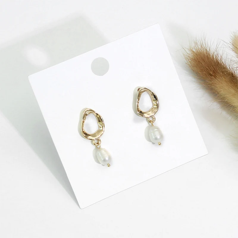 Baroque style shaped hollow ear hanging natural pearl pendant Drop Earrings For Women Design Fashion Jewelry 1pair | Украшения и