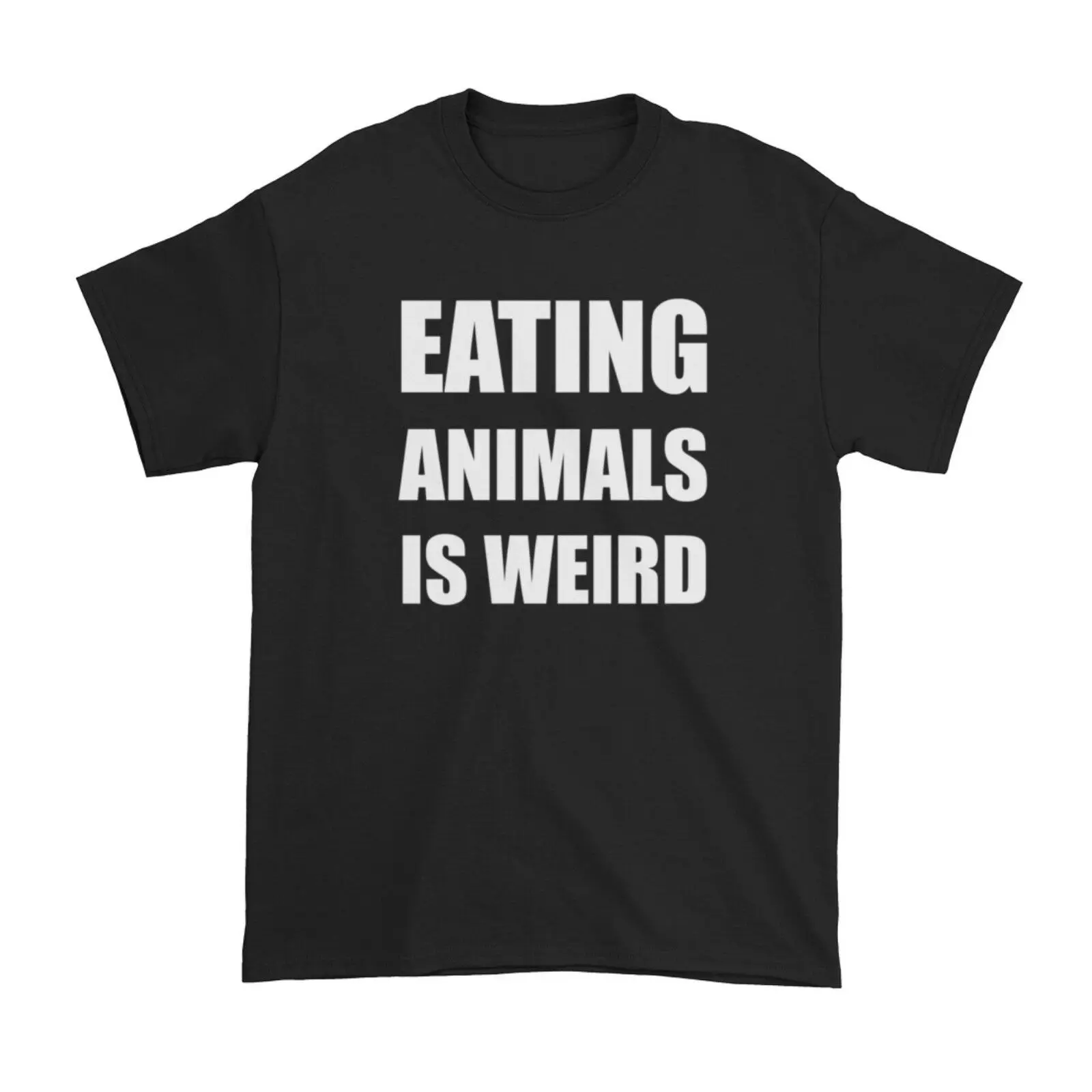 

Anti meat T-shirt, animal rights top, vegan clothing. Eating animals is weird T