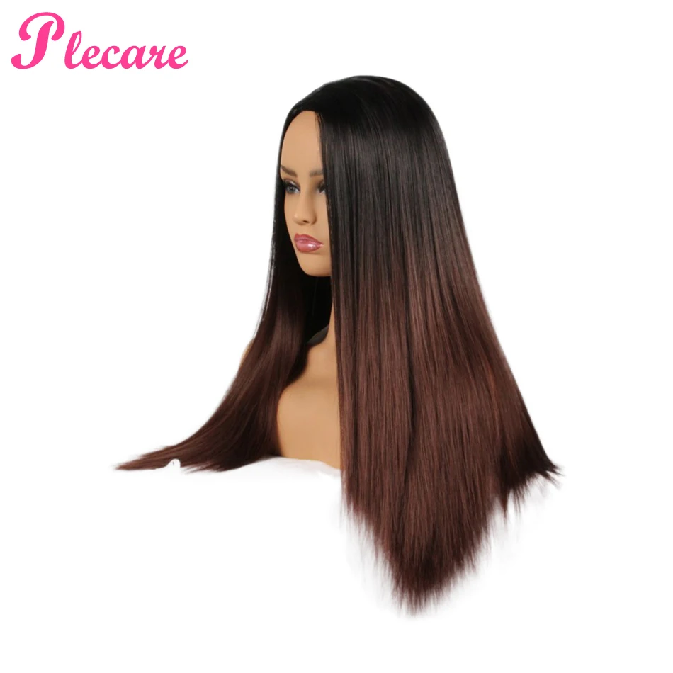 Plecare 24inch Ombre 3 Color Blonde Wig For Black Women Long Straight Synthetic Heat Resistant Fiber Pruiken Cosplay Wigs | Шиньоны и