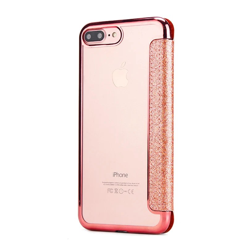 Блестящий чехол-кошелек с гальваническим покрытием для iPhone XS Max 6 6s 8 7 Plus, мягкий ТПУ+ PU кожаный чехол-книжка с подставкой, золотой чехол