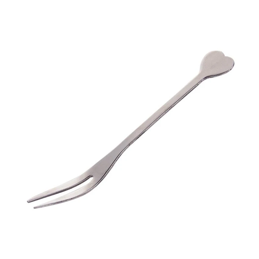 

1pc Stainless Steel Flatware Fruit Fork Appetizer Snack Dessert Fork Kitchen For Party Fruit Pick Gadget - Silver