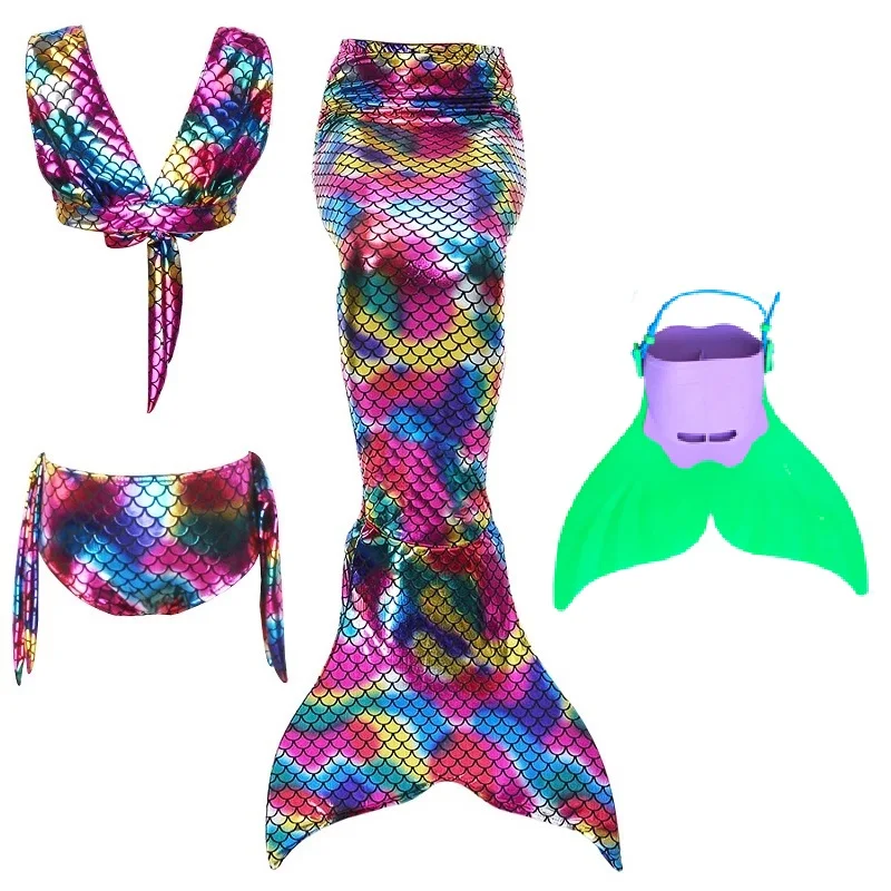 Купальное платье с хвостом русалки женское бикини моноластами костюм для