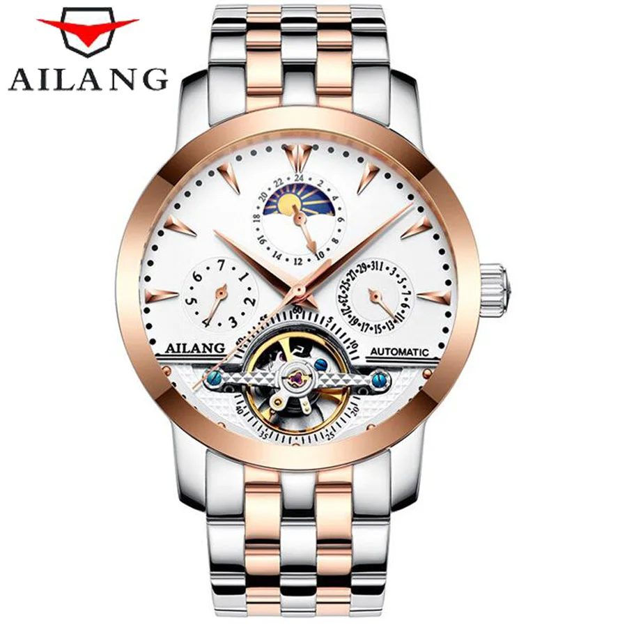 

AILANG Skeleton Tourbillion Mechaniccal Watches Relogio Self Wind Luxury Stainless Steel Strap Business Mens Mechanical Watch