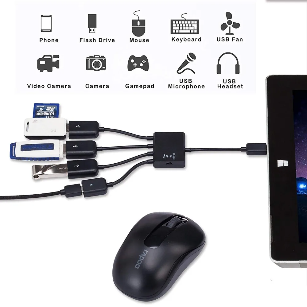 4 портовый микро USB OTG зарядный концентратор кабель переходник адаптер для