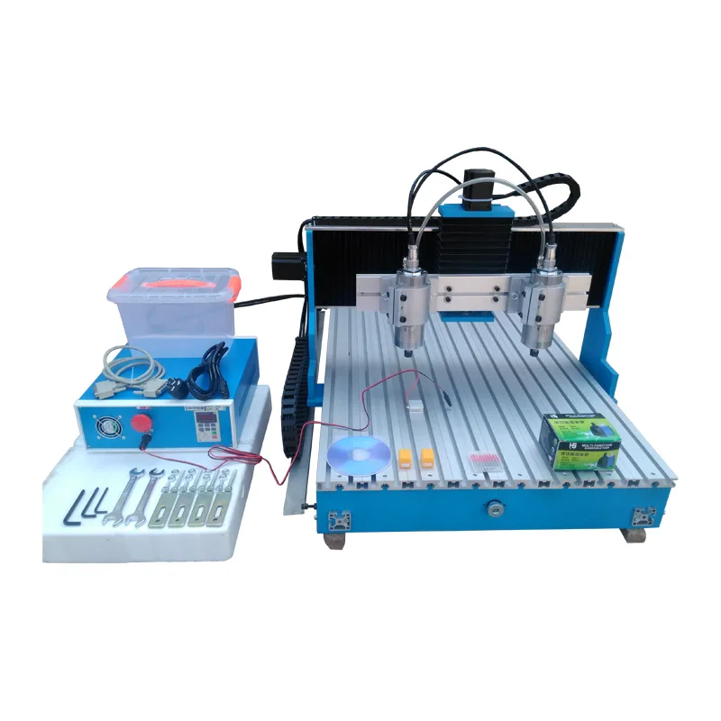 6090 1.5kw 3 axis cnc router 60*90 1500W engraver machine square guide rails cutting wood and making 2D 3D USB Port LPT Port