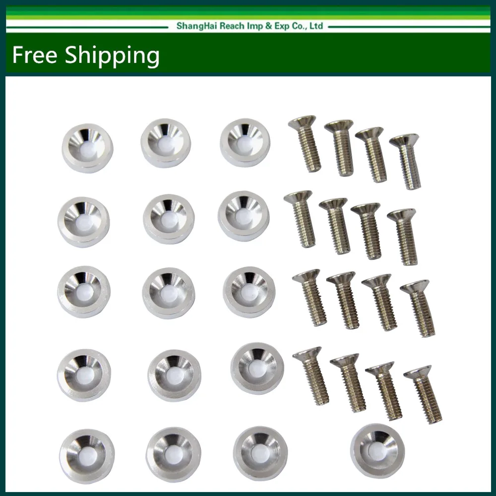 E2C 16 шт. серебряные заготовки Алюминий крыло/БАМПЕР шайба болт Двигатели для