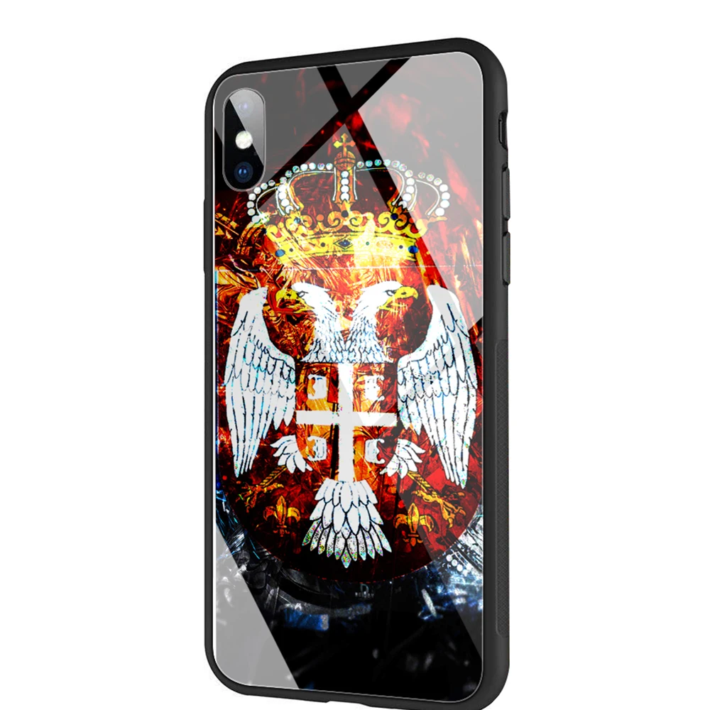TG6 YIMAOC флаг сербии закаленное Стекло чехол для iPhone 11 Pro XS MAX XR X 8, 7, 6, 6S Plus - Цвет: TG6