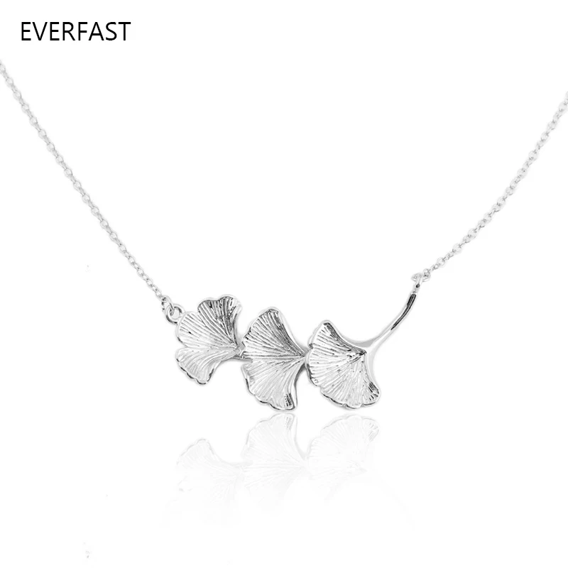 EVERFAST Ожерелье-подвеска из трех связанных желтых билоба для детей и девочек в сфере модных украшений с функцией отправки товара при заказе.