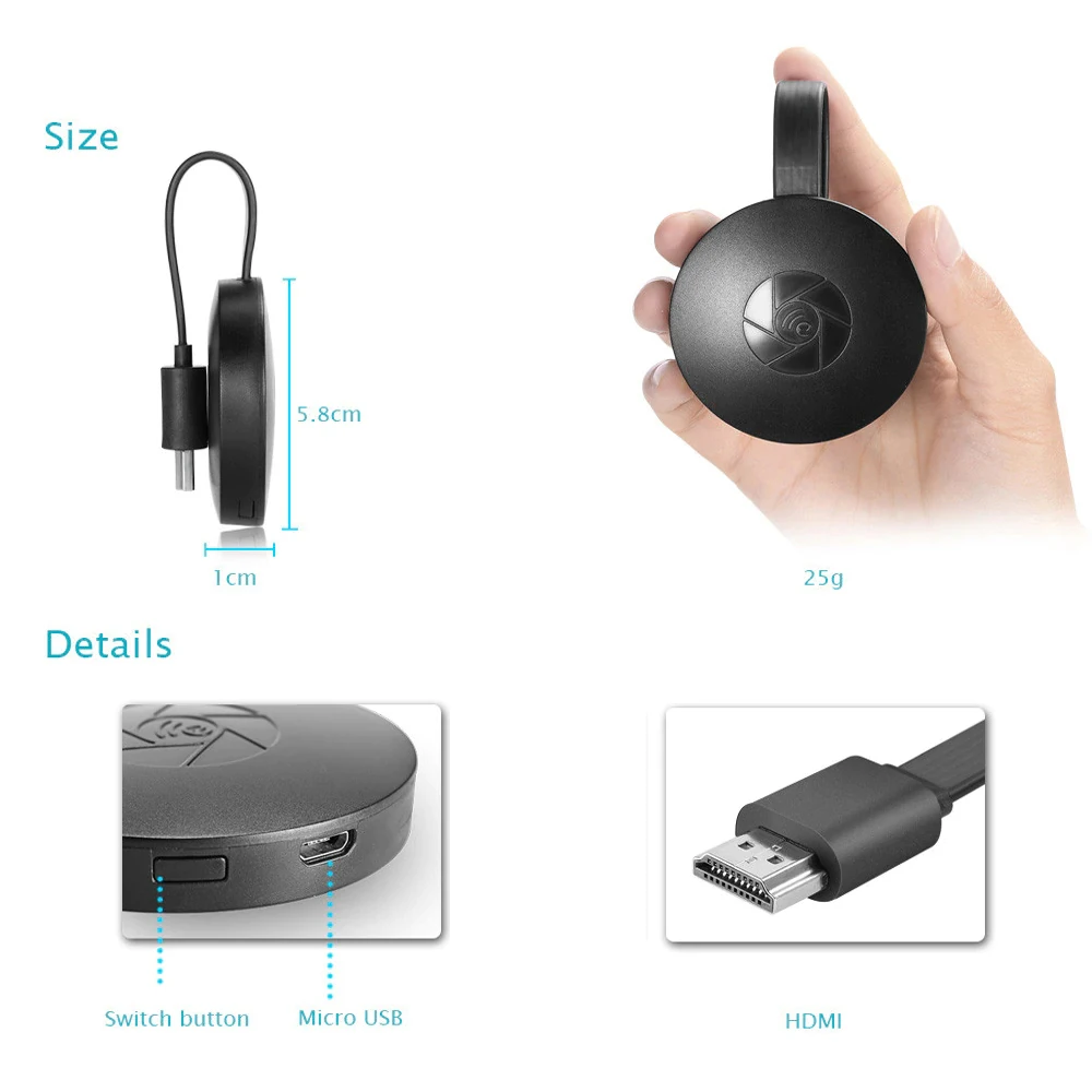 1080P беспроводной дисплей ключ wifi Портативный Дисплей приемник HDMI Miracast ключ для IOS IPhone IPad/Mac/Android смартфонов