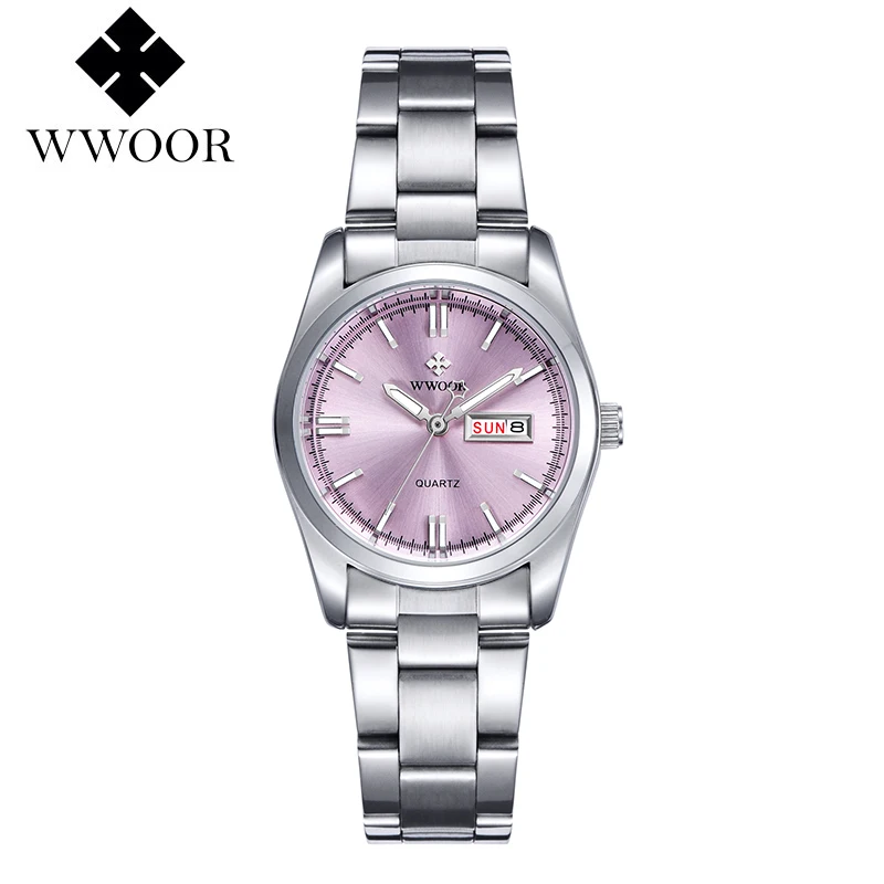 WWOOR брендовые Роскошные Кварцевые часы Relogio Feminino женские повседневные наручные