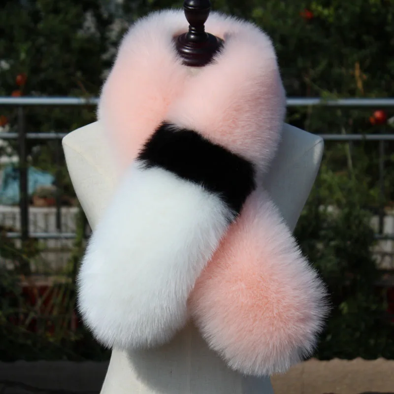 new winter patchwork faux fox scarf short fake fur autumn cosplay fashion trendy muffler multicolor customerized |