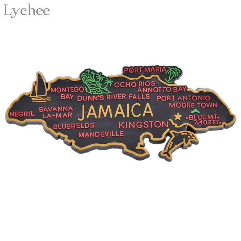 Lychee LIfe 1pc Jamaica Map Fridge Magnet Cartoon Refrigerator Sticker DIY Handmade Home Decoration