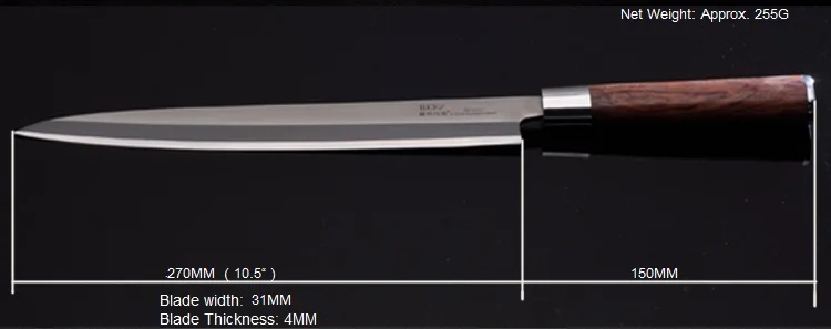 270MM Ножи кухонные Sashayed Суши Сашими нож slicer ножи для кухни Бразильский палисандр ручки Лосось, филе рыбы левой рукой лезвие бак кухня резак freeship9.2 - Цвет: 270MM