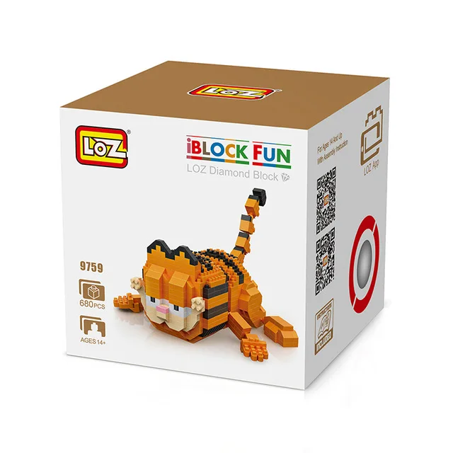 9759 with box LOZ Kawaii, мультипликационный Кот, собака, животное, ОДИ Гарфилд, пластиковые строительные блоки, фигурки, обучающая игрушка, 9757 9758 - Цвет: 9759 with box