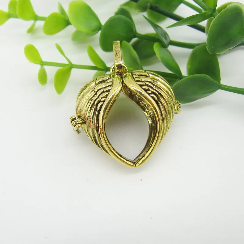 Винтажный дизайн пара крыльев забота медальон в форме сердца ожерелье кулон