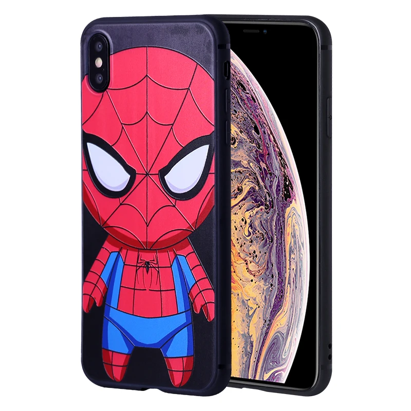 3D мультфильм мягкий чехол для телефона iPhone Xs Max XR X 6 s 6s 7 8 плюс Супермен железный