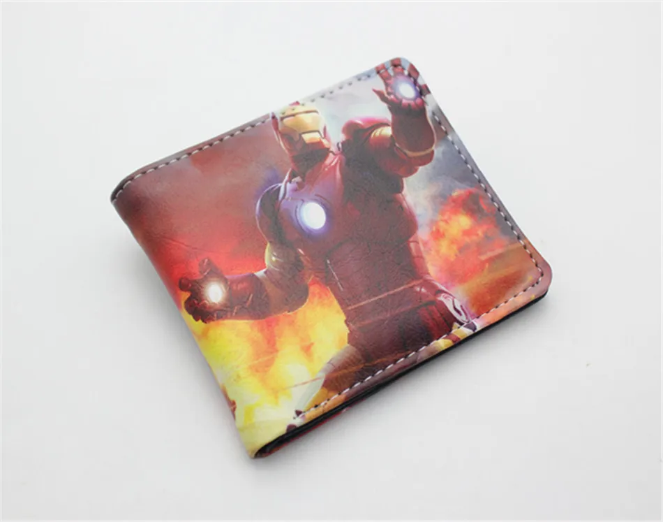 Marvel Мстители эндгейм Железный Человек Pu короткий кошелек для мальчиков и девочек мужской двойные кнопки держатель для кредитных карт с фотографиями держателя слоев кожи 3D печати кошелек