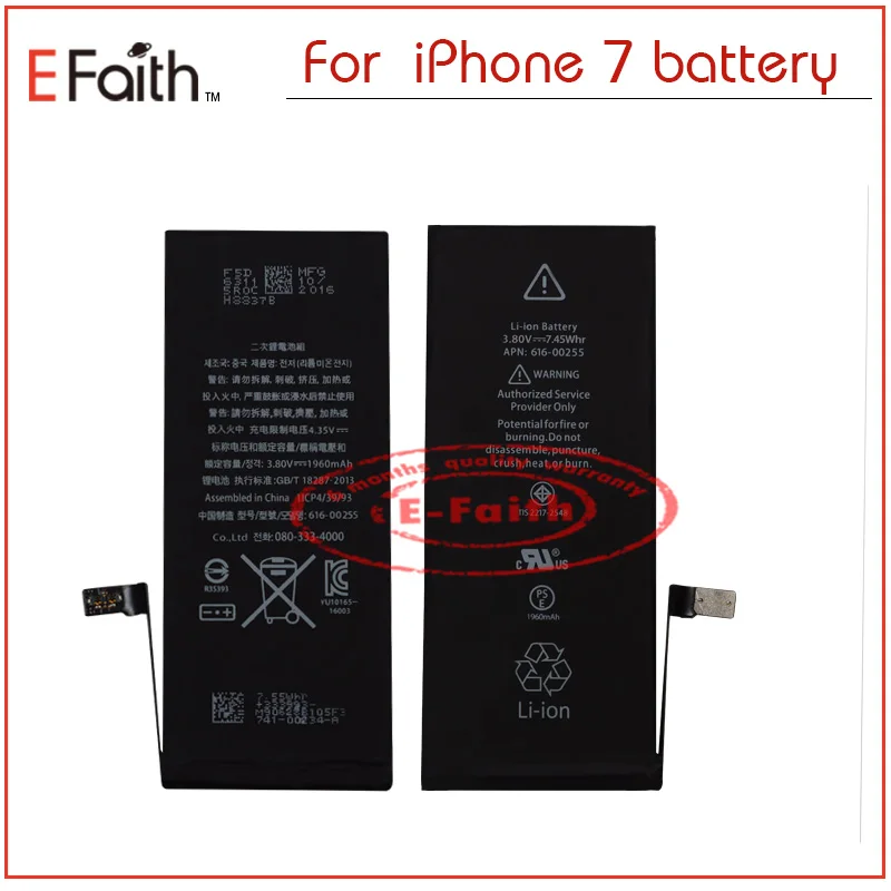 10 Шт. 2017 100% Новый Телефон Литий-Ионный полимерный Аккумулятор Для iPhone 7 Емкость 1960