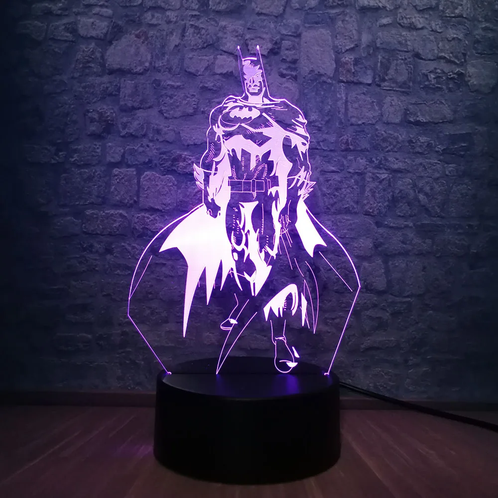 3D Светодиодная лампа Marvel мультяшная фигурка Бэтмена ночной Светильник для