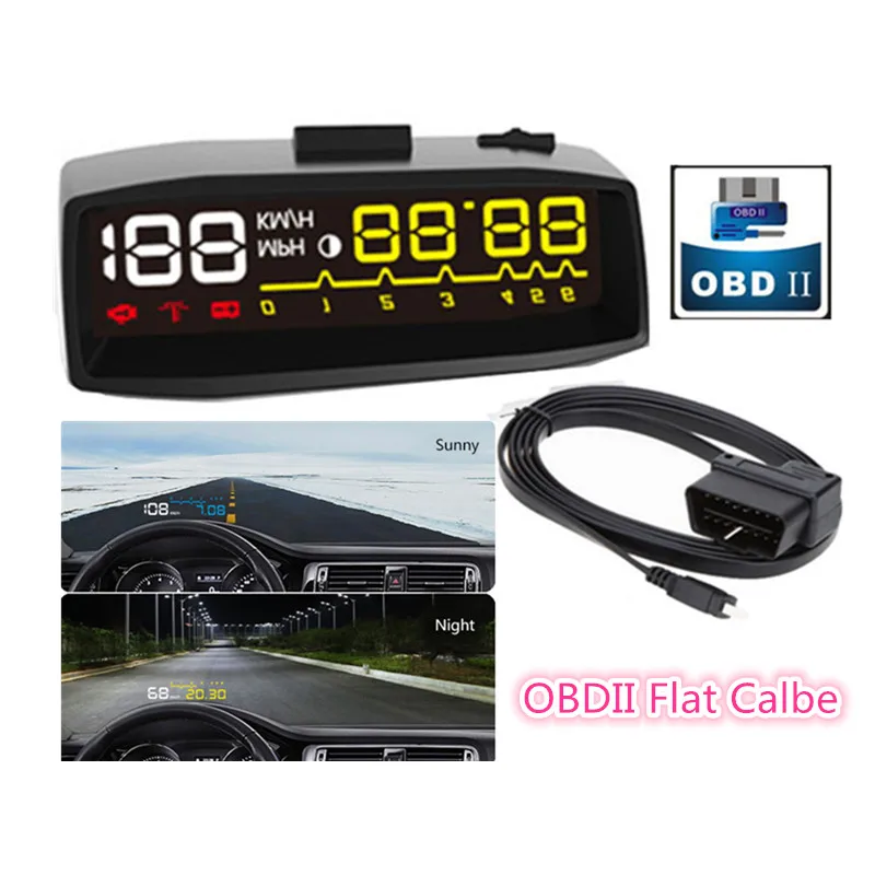 2017 Новый OBDII Автомобиль HUD Км/ч MPH топливо превышение скорости лобовое стекло