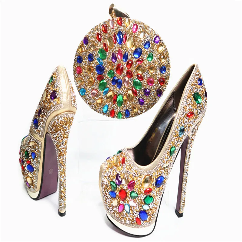 G31 Новое поступление Европейский Стиль Обувь и сумка Набор Мода Кристалл Женщина