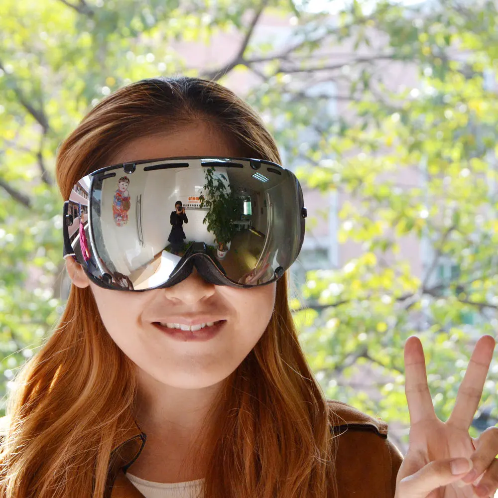 BJMOTO Вэнь женские лыжные очки двойные линзы UV400 противотуманные Лыжные Сноуборд очки маска