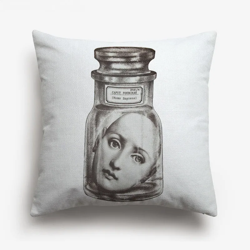 Fornasetti уход за кожей лица живопись подушки, Наволочки Ретро Винтаж Красота губы девушки глаз ручная Подушка для дивана наволочка хлопок постельное белье - Цвет: E