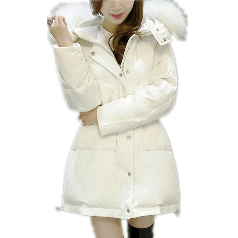 Новинка 2019 модное зимнее пуховое хлопковое пальто большой меховой воротник на