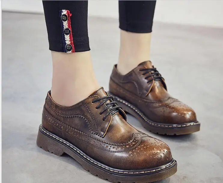 New Spring Autumn Women Oxford Shoes Vintage Round Toe Women Flats Ankle Boots England Style Ladies Shoes size 35-40