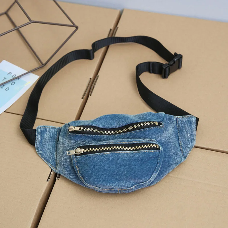 12PCS / LOT Denim Zipper Waist Pack Bags for Women Belt Packs Chest Crossbody Handbags Shoulder Messenger Fanny Bag|Поясные сумки| |