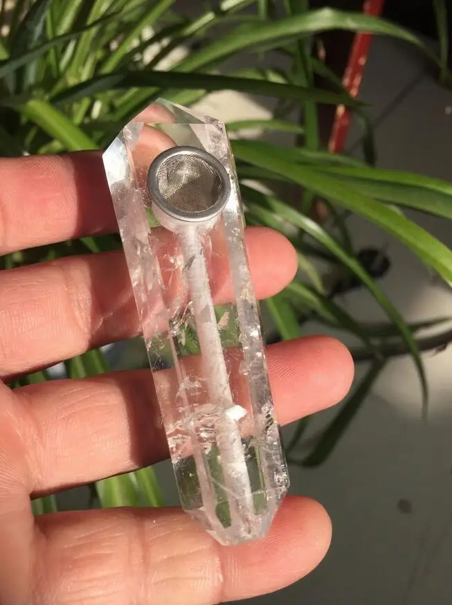 Прозрачный Рок Кварцевый Кристалл отверстие драгоценный камень палочка