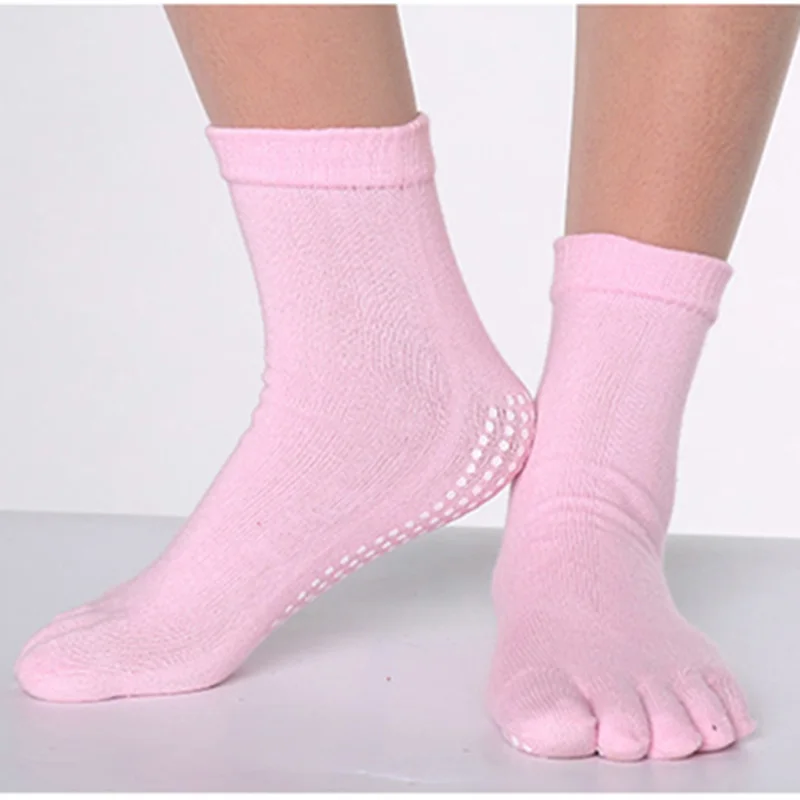 pink Женские носки для йоги, цветные, пять пальцев, стиль, нескользящий дизайн для фитнеса, танцев, упражнений, натуральный хлопок, тонкий материал, SCL171 - Цвет: pink