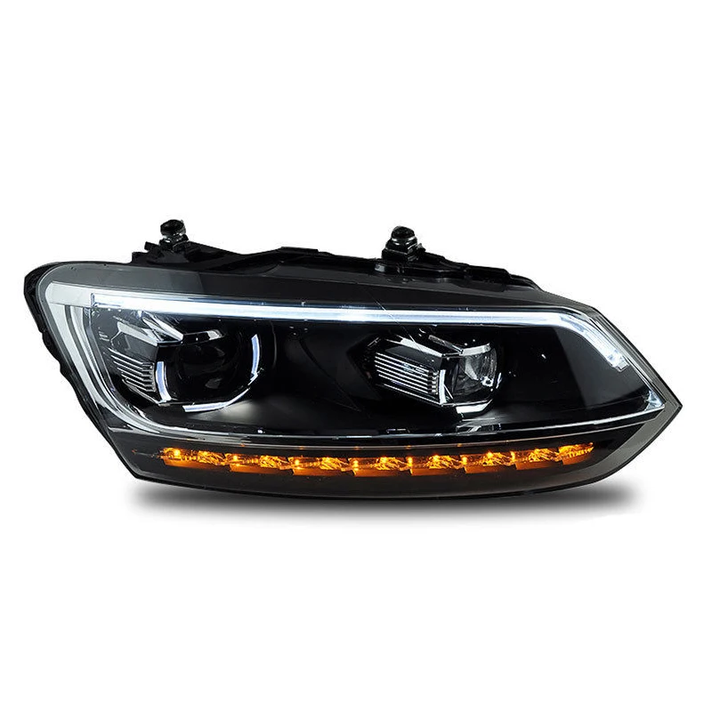 2 шт. автомобильные фары для Volkswagen Polo 2011- фары Биксеноновые линзы проектор светодиодный DRL ангельские глазки