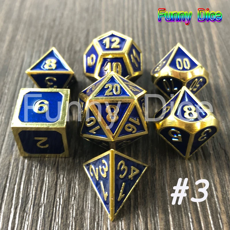 Новые металлические 6 цветов 7 игральные кости D4 D6 D8 D10 D% D12 D20 и металлическая коробка для настольной игры Rpg Dados Juegos De Mesa DND вечерние игральные кости