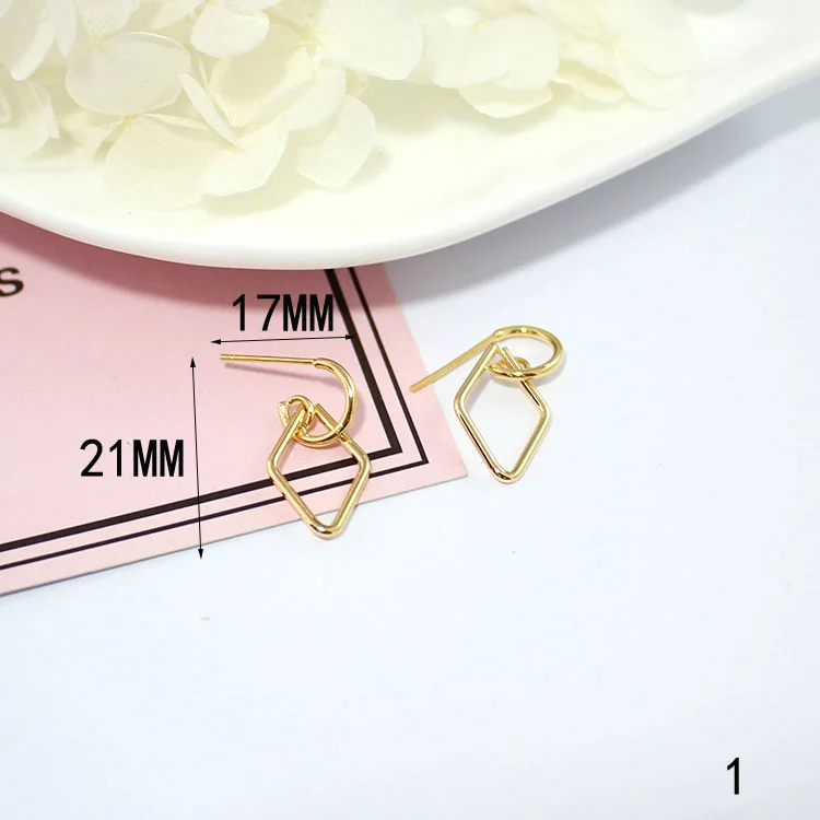 2 шт. корейские полукруглые геометрические серьги металлические нестандартные