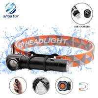multi function rechargeable led headlamp led flashlight t6 waterproof headlight can be used as a flashlight and work light