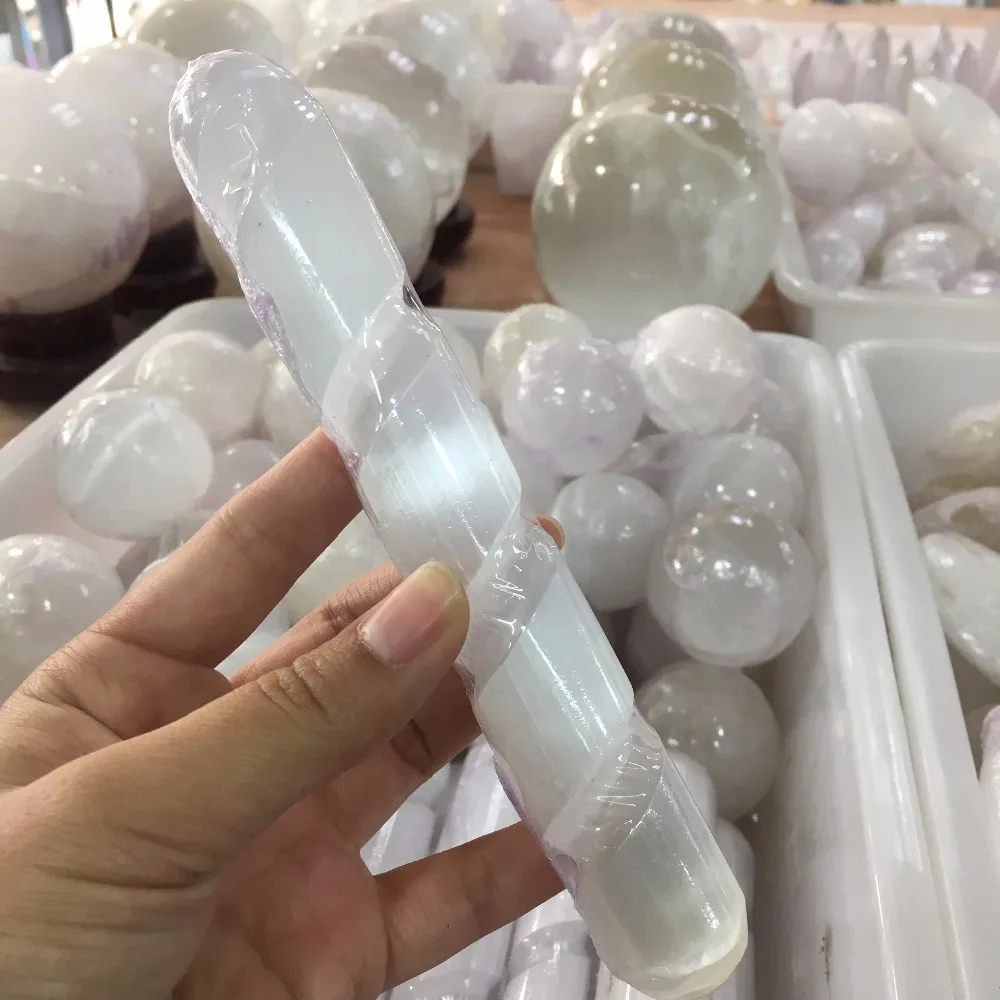 Selenite Хрустальная палочка лечебный массаж спиральная полированная из