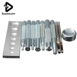 11 шт.компл. металлический инструмент для работы с кожей, набор для установки дыроколов и заклепок