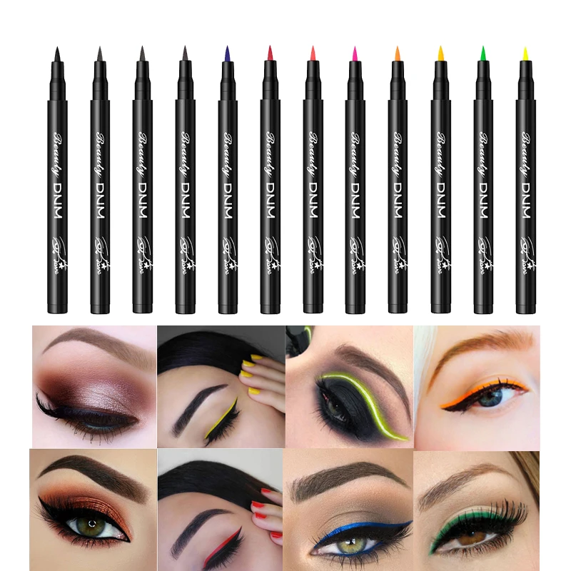 Подводка для глаз 12 цветов Сверхтонкая Водостойкая долговечная жидкая подводка