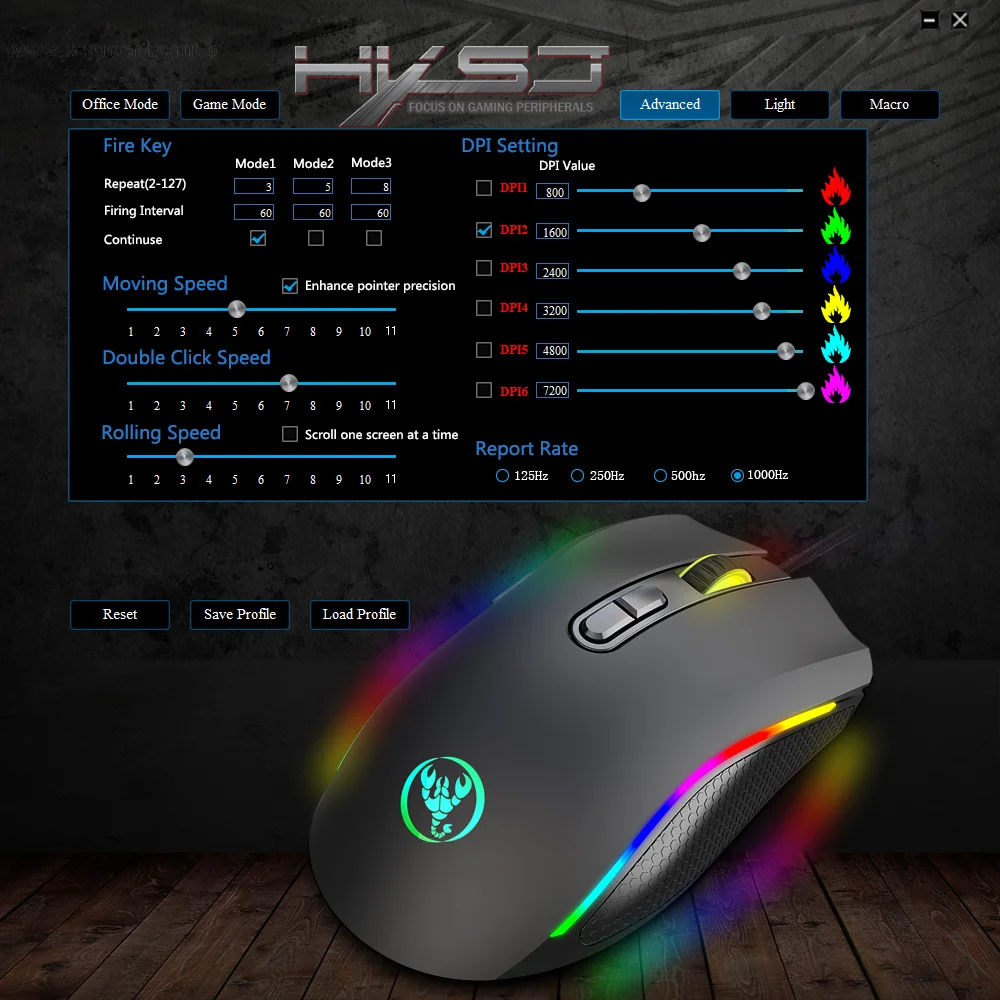 Светящаяся игровая мышь Hongsund RGB 7200 точек/дюйм 6 точек/дюйм|Мыши| |