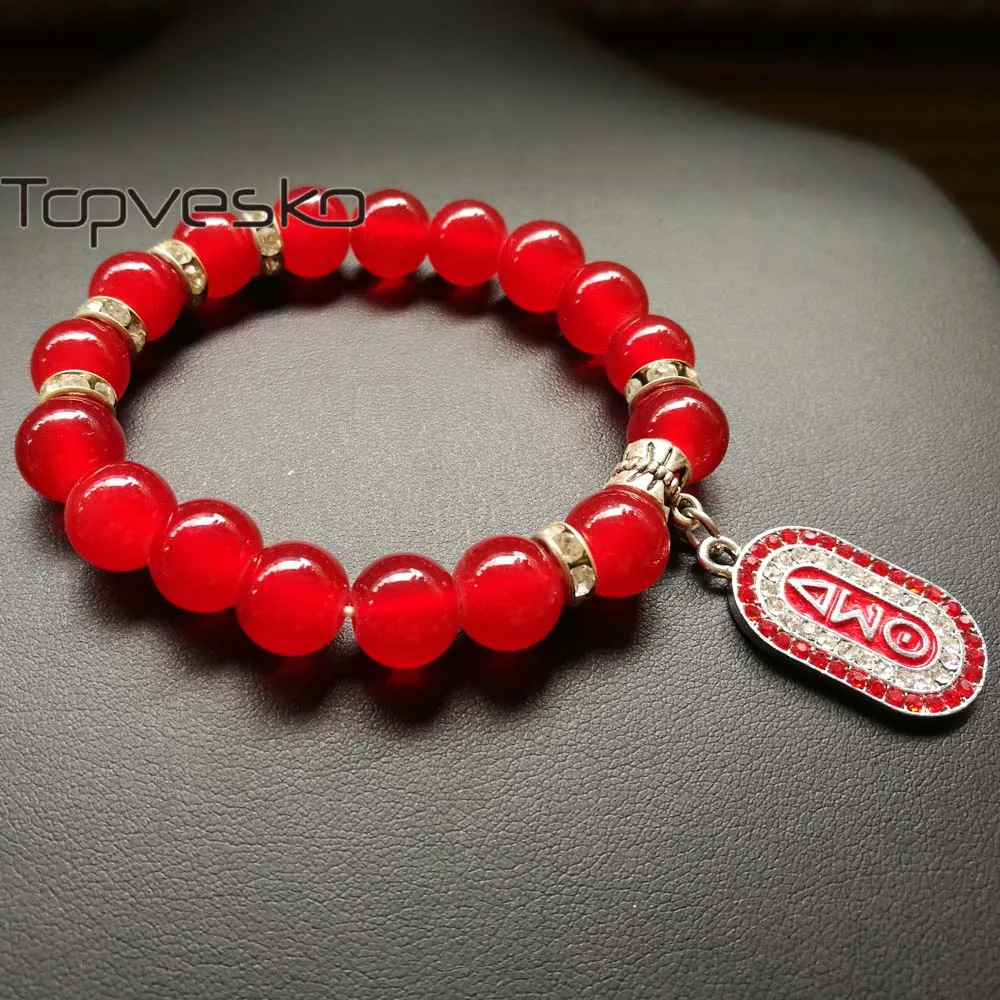 Topvesko DST AEO новые ювелирные изделия ручной работы Esty 1913 Delta Sigma Theta Oo-oop Шарм Красный бисера браслет ювелирные изделия - Окраска металла: stone dst