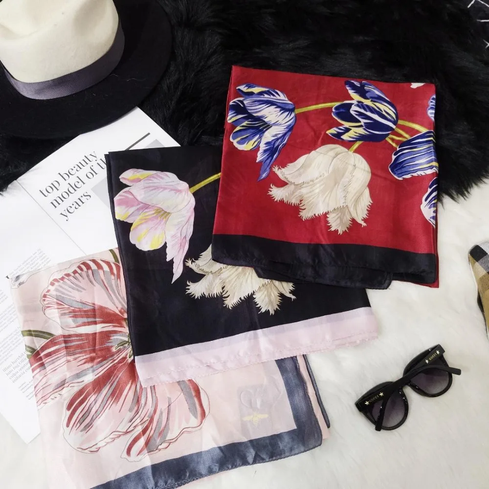 Women Floral Silk Scarfs Long Shawls Bandana Head Scarves Stoles Scarf Luxury Brand 180*90cm SG32216 | Аксессуары для одежды