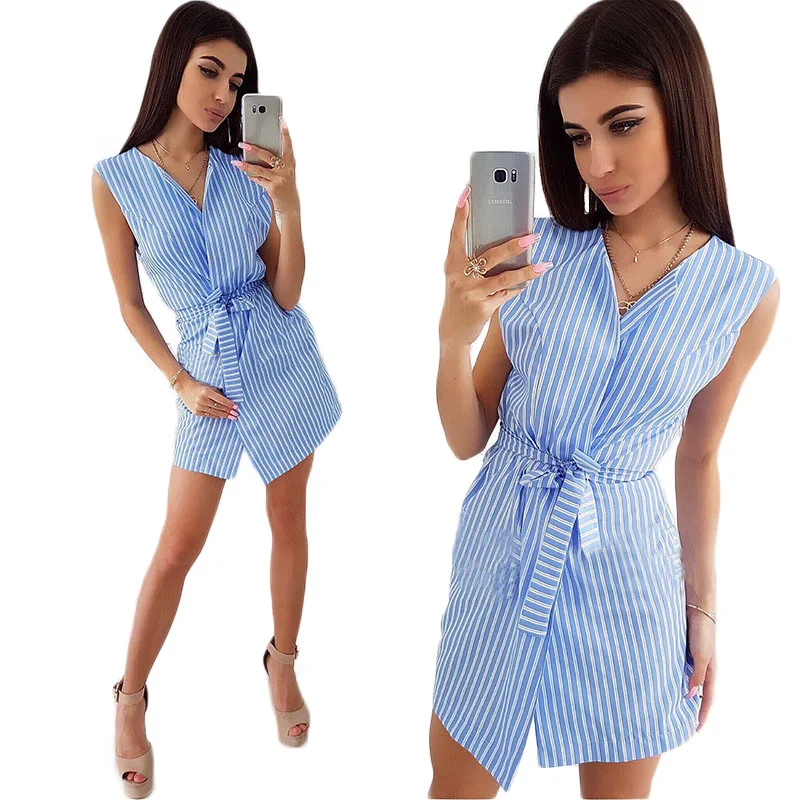 Платье-рубашка черное повседневное мини офисное летнее короткое голубое платье