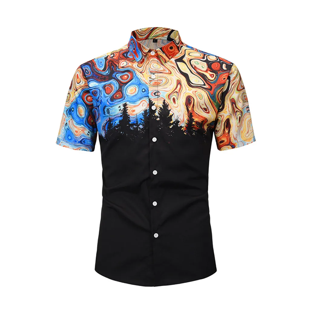 Multi Color JAYCOSIN рубашка мужская 3D Новая модная летняя полосатая рубашка с короткими рукавами модная полосатая блузка Топ camisa masculina 402 - Цвет: Multi Color