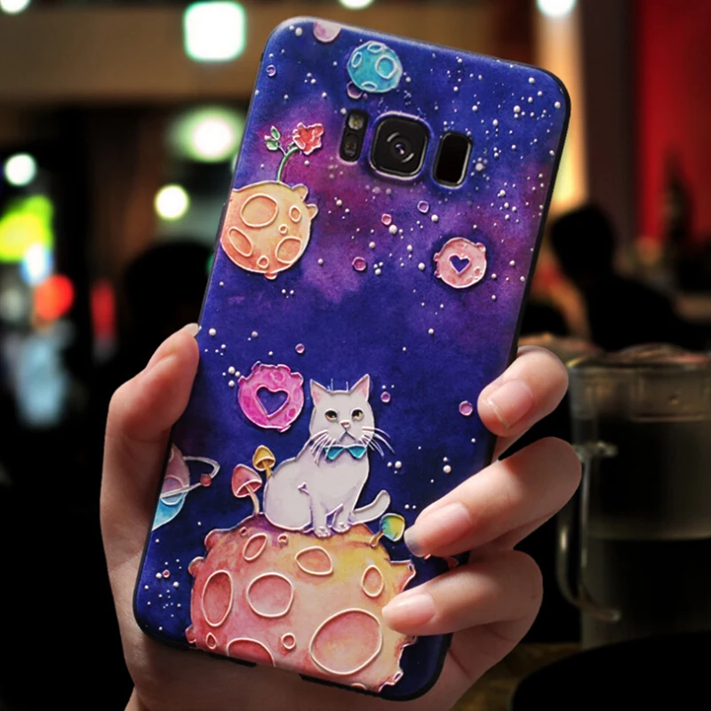Чехол s для samsung Galaxy A50 A9 A5 A7 A8 A6 плюс A30 чехол для samsung S8 S9 S10 S10e S6 S7 плюс пространство кошки 3D рельеф - Цвет: mogumao