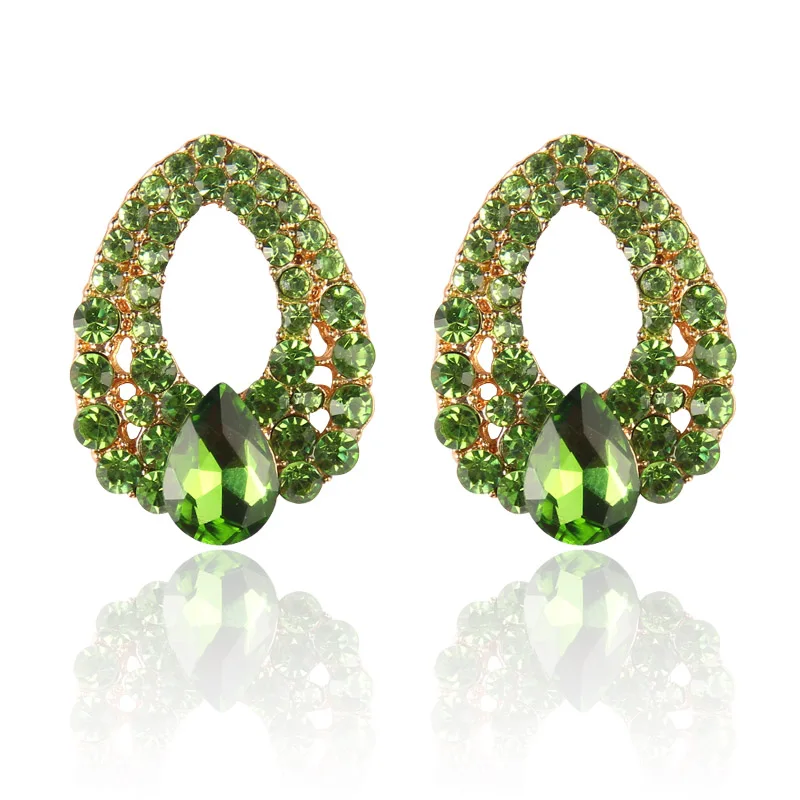2016 New arrival Celebrity wind waterdrops blue rhinestone fashion boutique crystal stud earrings for woman 9 colors | Украшения и